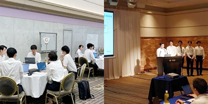 チームごとに熱い議論！チーム全員で発表します